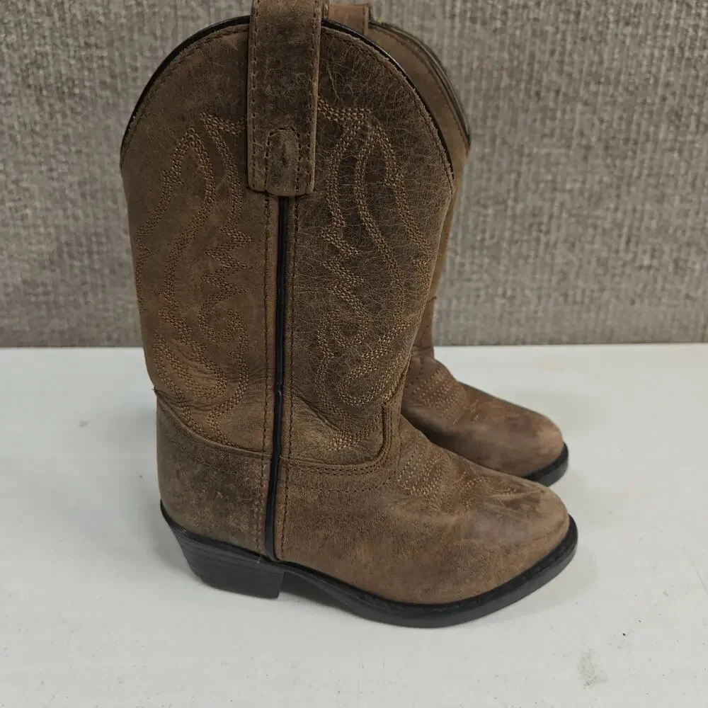 Cody James Boots Size 9 D Kids Round Toe Brown Leather Western Cowboys